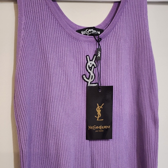 Yves Saint Laurent Tops - Yves Saint Laurent Purple Ribbed Tank Top
